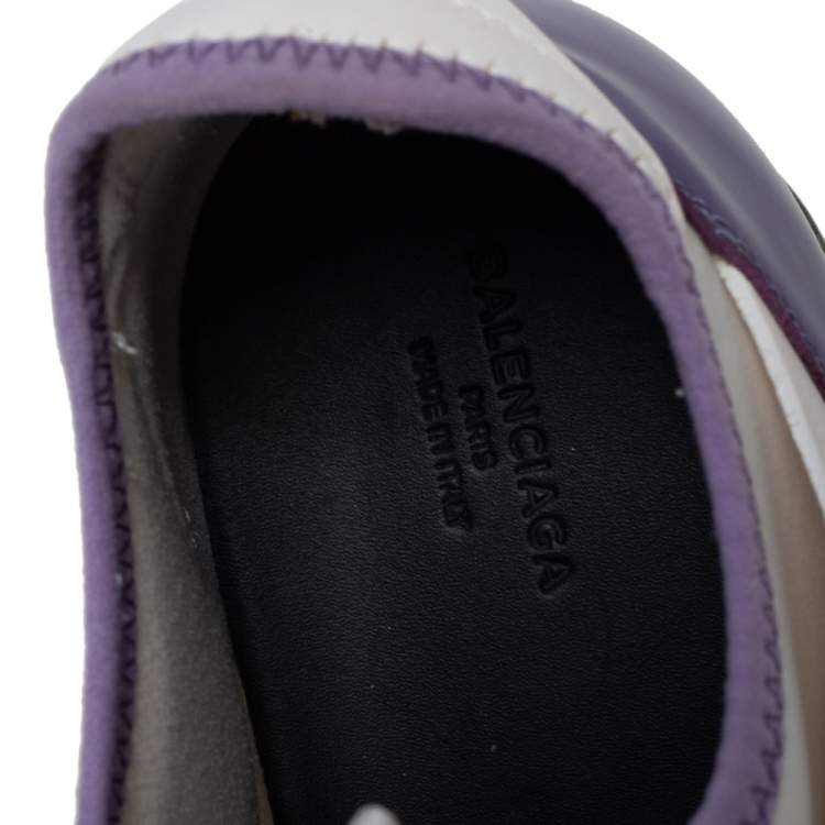 Pre Owned Balenciaga White/Lavender Leather And Mesh Race Runner Sneakers Size 38