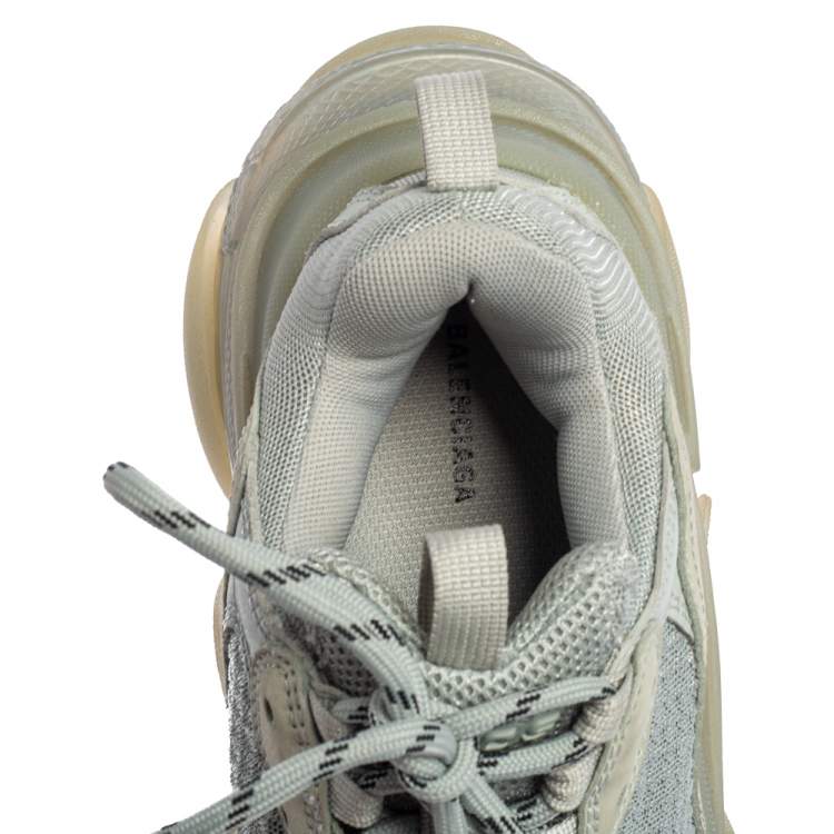 Pre Owned Balenciaga Blue Leather and Mesh Triple S Clear Sneakers Size 37
