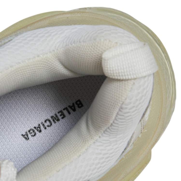 Pre Owned Balenciaga White/Grey Leather, Mesh Triple S Clear  Sneakers Size 39