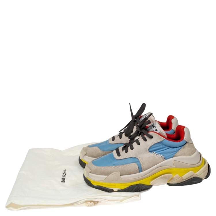 Pre Owned Balenciaga Multicolor Suede And Fabric  Triple S Clear  Sneakers Size 36