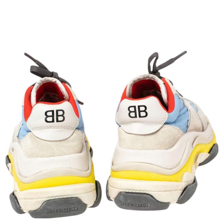 Pre Owned Balenciaga Multicolor Suede And Fabric  Triple S Clear  Sneakers Size 36