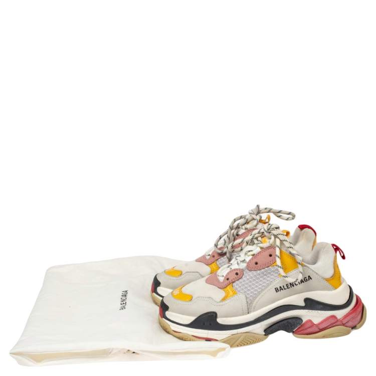 Pre Owned Balenciaga Multicolor Mesh And Nubuck Leather Triple S Clear Sneakers 36