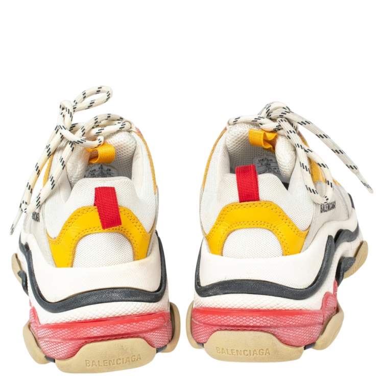 Pre Owned Balenciaga Multicolor Mesh And Nubuck Leather Triple S Clear Sneakers 36