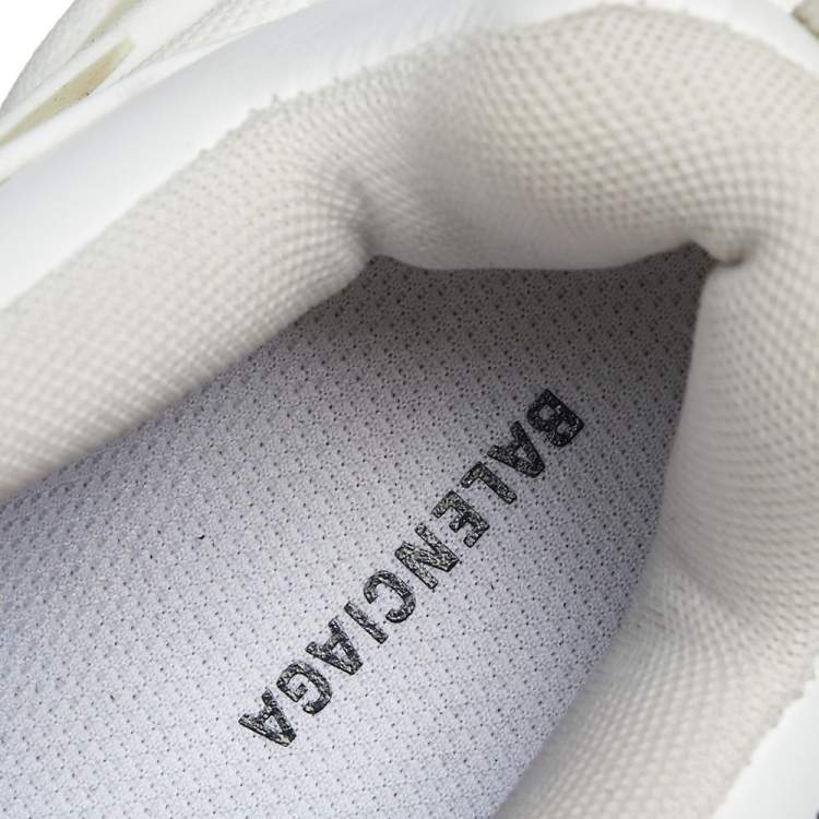Pre Owned Balenciaga White Leather Triple S All Over Logo Low Top Sneakers Size 36