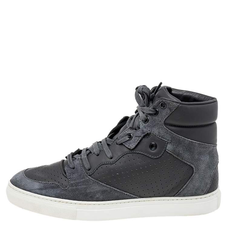 løfte Hvile Rullesten Balenciaga Grey Suede And Perforated Leather High Top Sneakers Size 38  Balenciaga | TLC