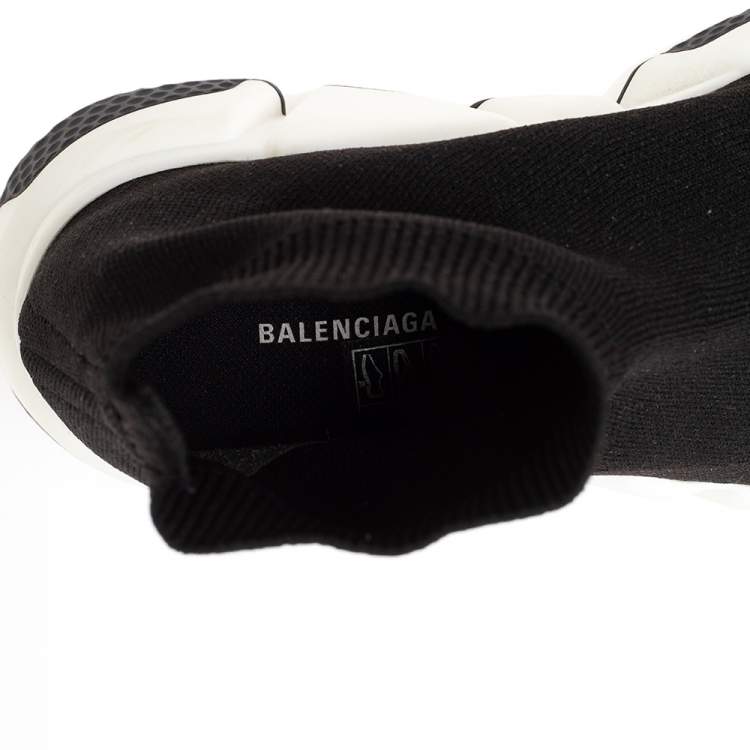 Pre Owned Balenciaga Black  Knit Fabric Speed Trainer High Top Sneakers Size 37