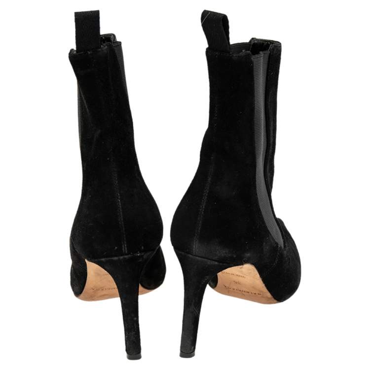 Pre Owned Balenciaga Black  Suede Pointed Toe Ankle Boots Size 36