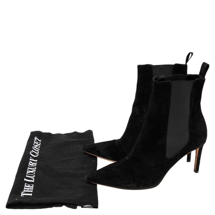 Pre Owned Balenciaga Black  Suede Pointed Toe Ankle Boots Size 36