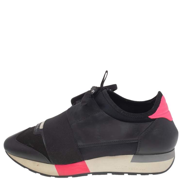 Pre Owned Balenciaga Multicolor Leather and Mesh Race Runner Sneakers Size 37