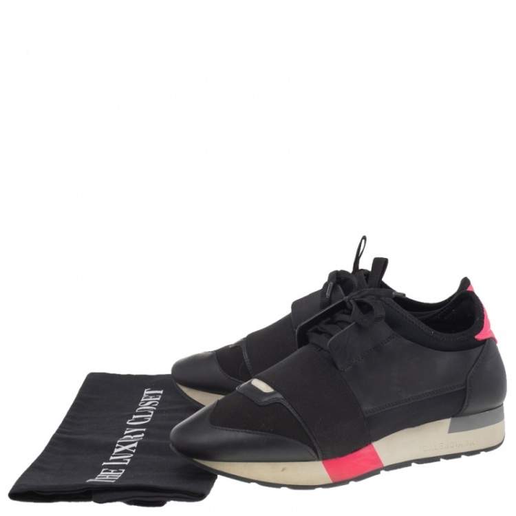 Pre Owned Balenciaga Multicolor Leather and Mesh Race Runner Sneakers Size 37