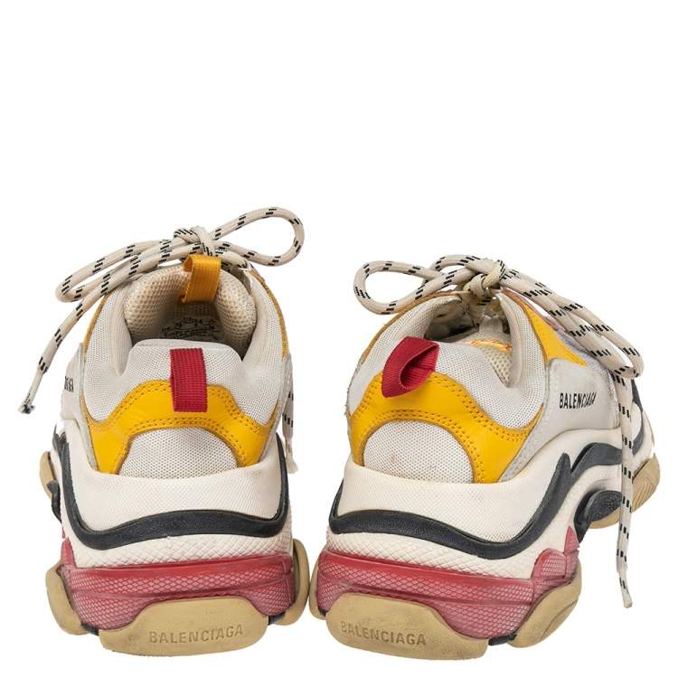 Pre Owned Balenciaga Multicolor Nubuck Leather And Mesh Triple S Sneakers Size 39