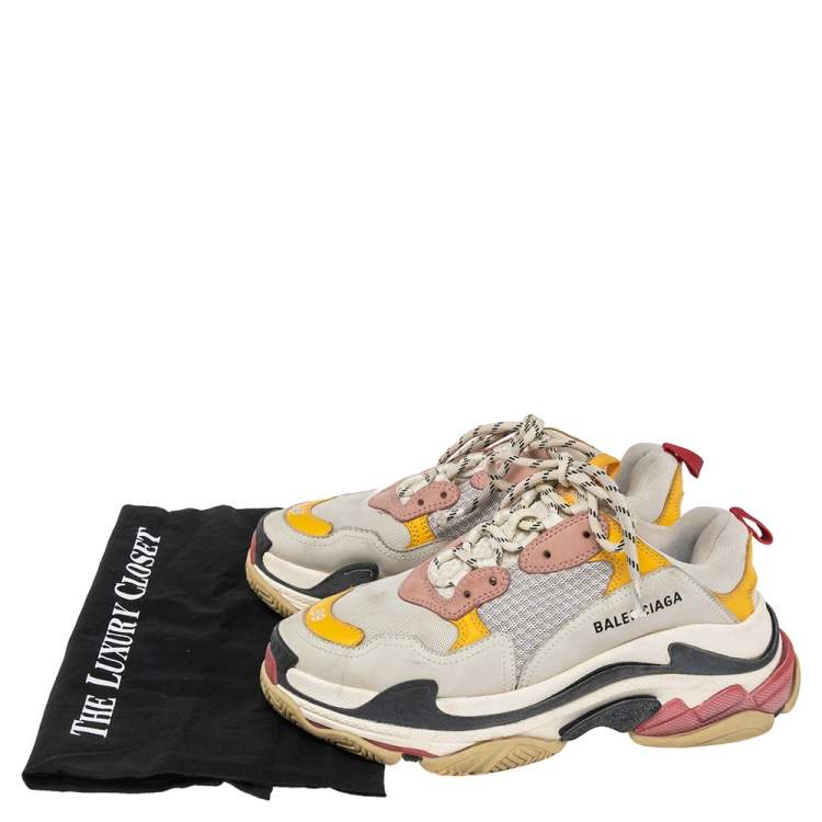 Pre Owned Balenciaga Multicolor Nubuck Leather And Mesh Triple S Sneakers Size 39