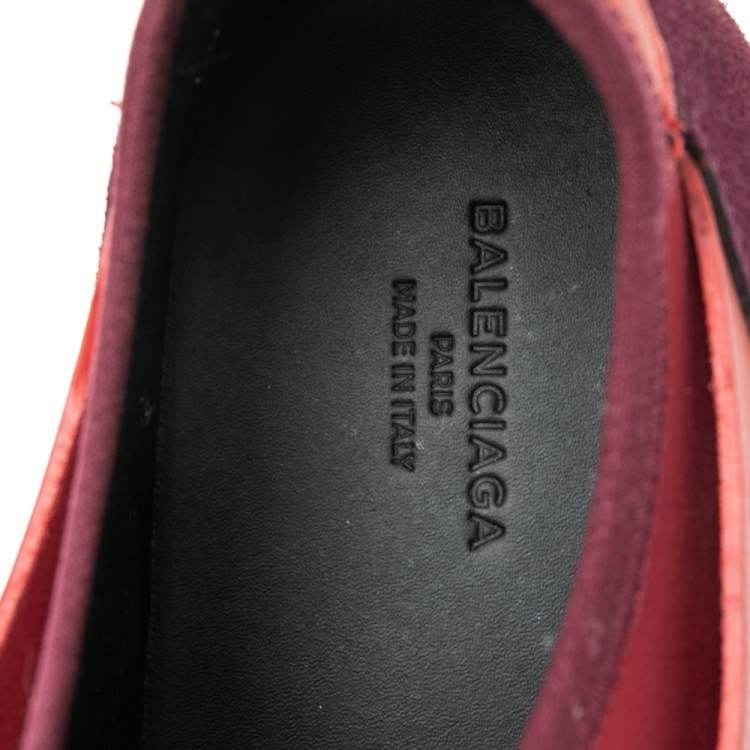 Pre Owned Balenciaga Red Leather And Mesh Race Runner Sneakers Size 40
