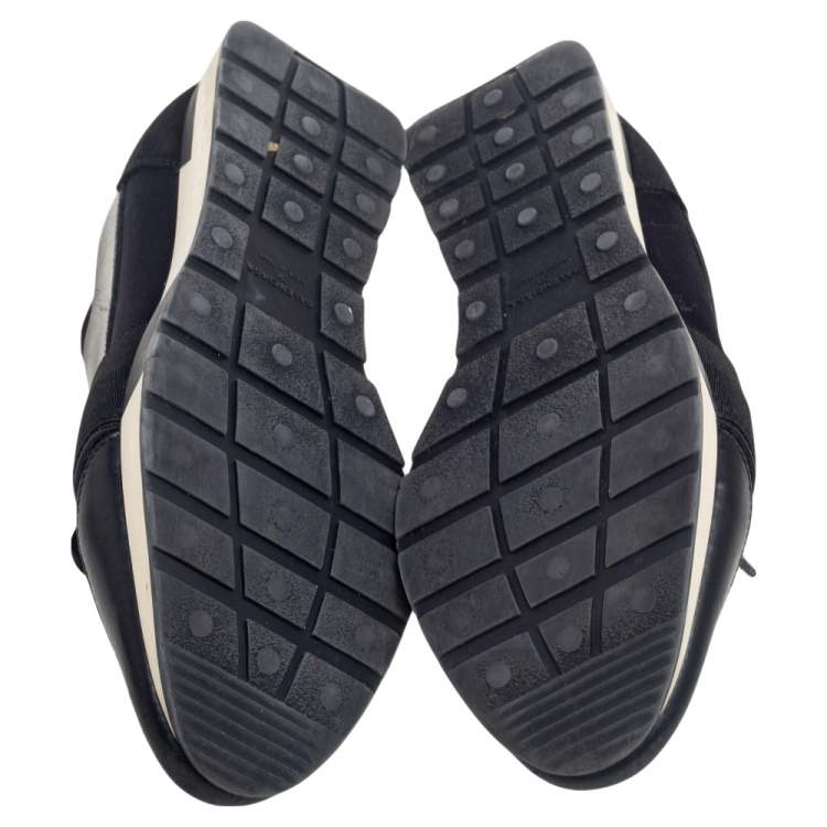 Pre Owned Balenciaga Black Leather And Mesh Race Runner Sneakers Size 38
