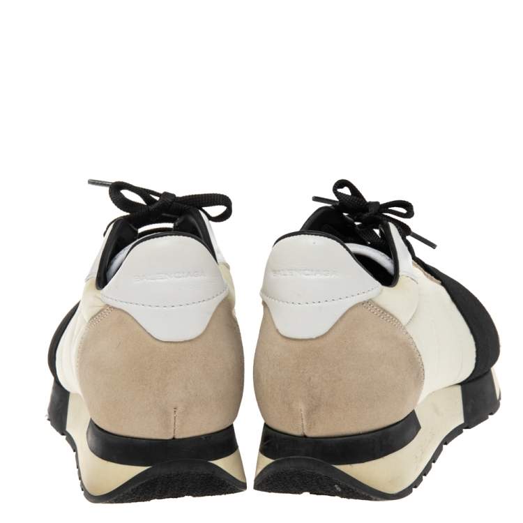 Pre Owned Balenciaga Multicolor Leather and  Mesh Race Runner  Sneakers Size 38