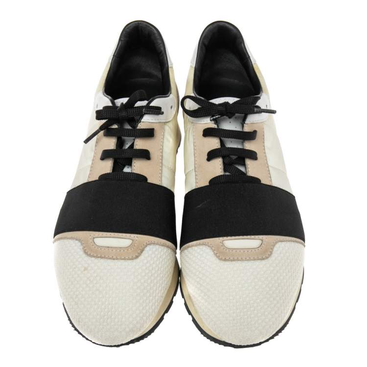 Pre Owned Balenciaga Multicolor Leather and  Mesh Race Runner  Sneakers Size 38