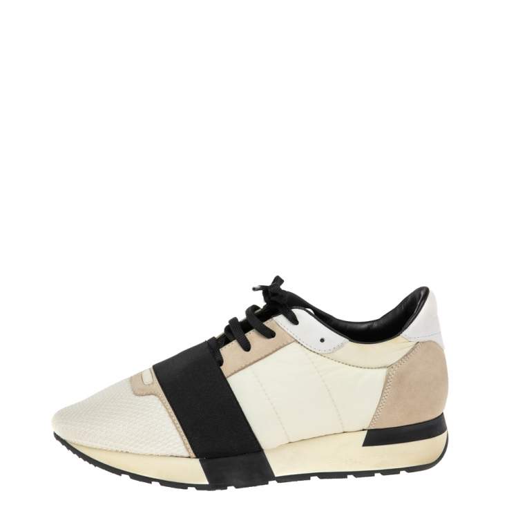 Pre Owned Balenciaga Multicolor Leather and  Mesh Race Runner  Sneakers Size 38