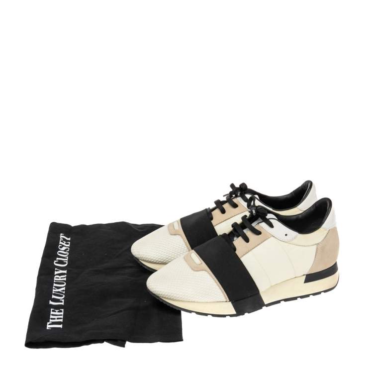 Pre Owned Balenciaga Multicolor Leather and  Mesh Race Runner  Sneakers Size 38