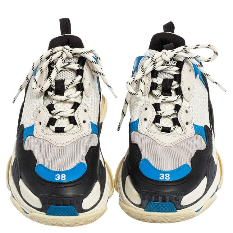 Pre Owned Balenciaga Tricolor Mesh and Leather Triple S Sneakers Size 38