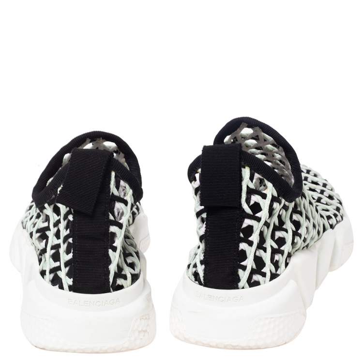 Pre Owned Balenciaga Black/white Knit Fabric Sock Sneakers Size 40
