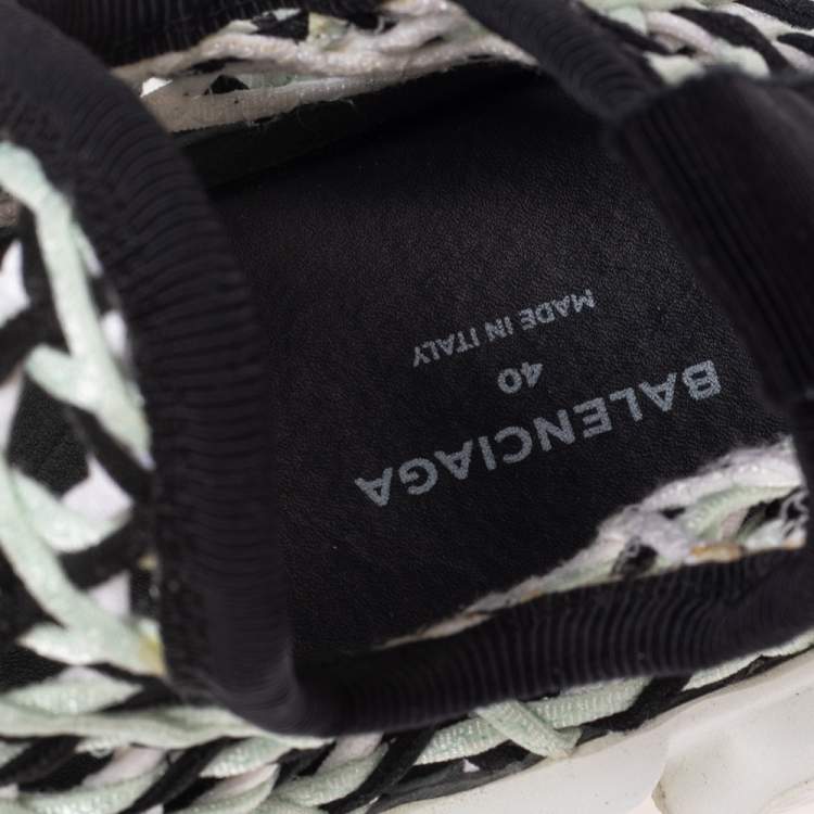 Pre Owned Balenciaga Black/white Knit Fabric Sock Sneakers Size 40