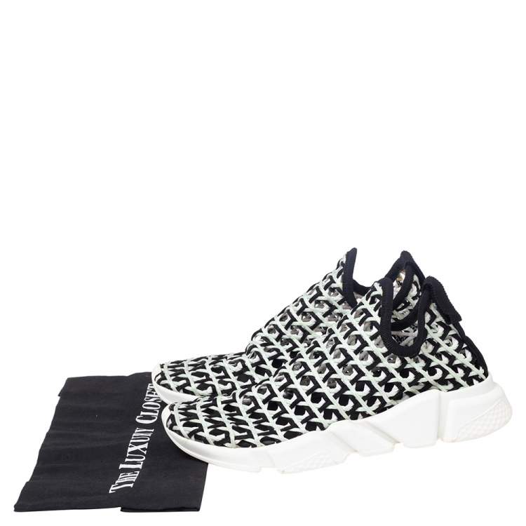 Pre Owned Balenciaga Black/white Knit Fabric Sock Sneakers Size 40