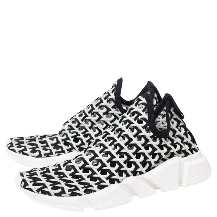 Pre Owned Balenciaga Black/white Knit Fabric Sock Sneakers Size 40