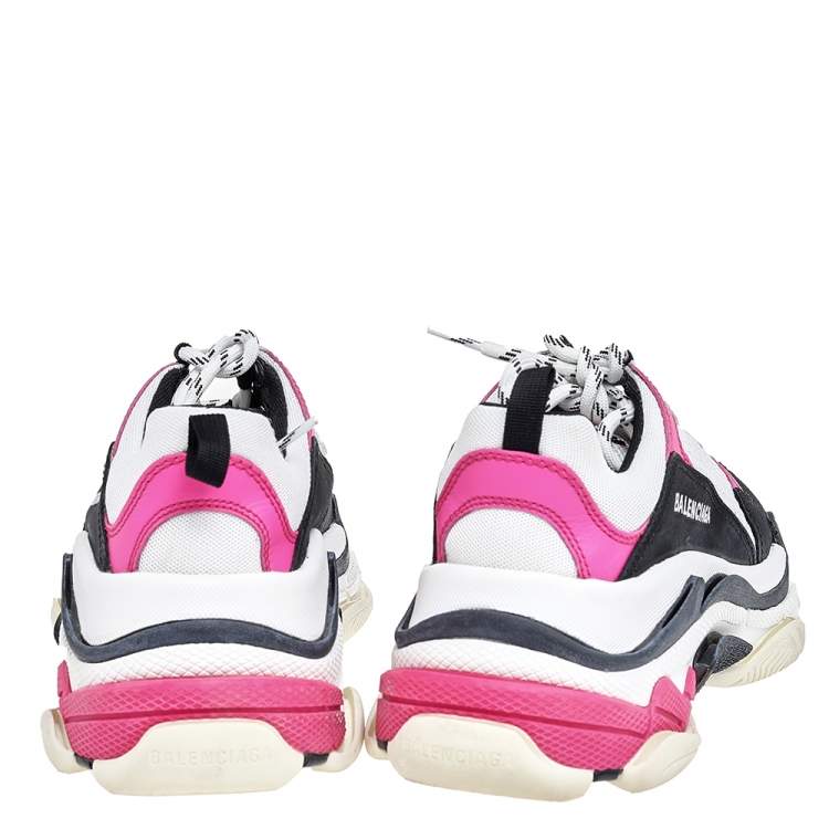 Pre Owned Balenciaga Multicolor Mesh And Leather Triple S Low Top Sneakers Size 39