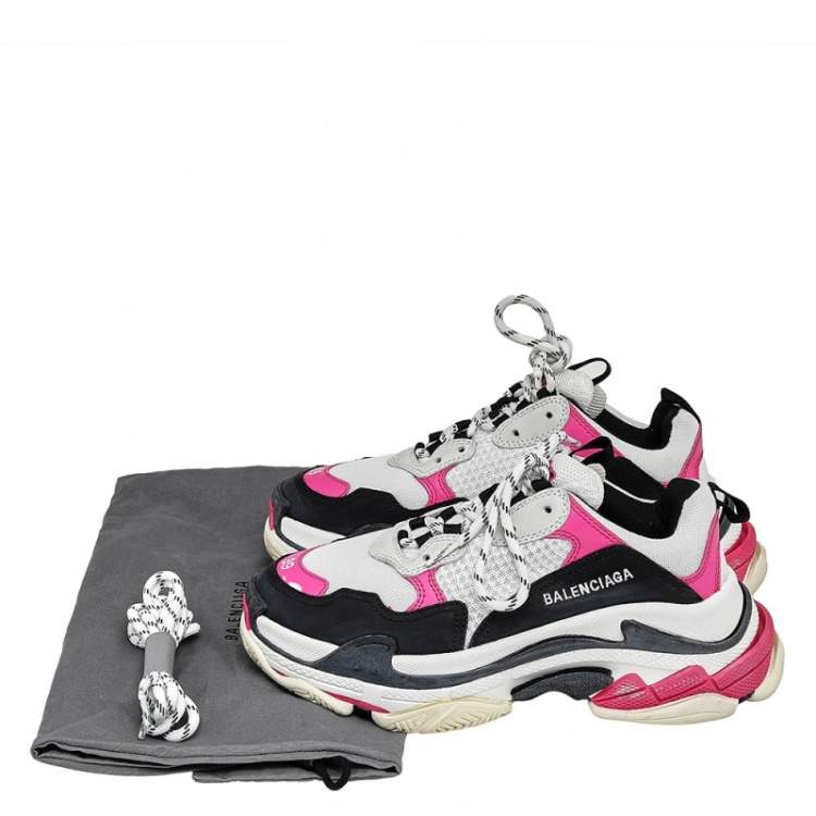 Pre Owned Balenciaga Multicolor Mesh And Leather Triple S Low Top Sneakers Size 39