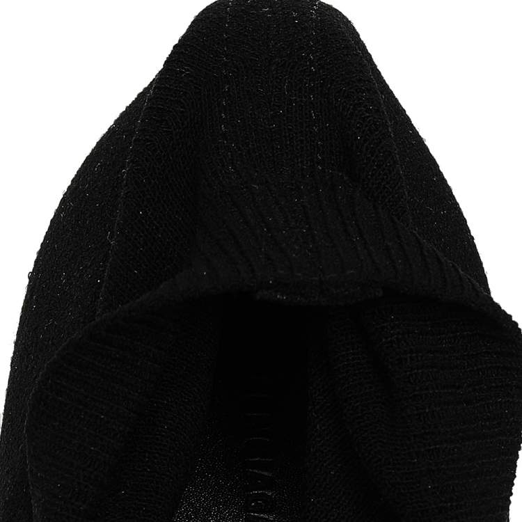 Pre Owned Balenciaga Black Knit Fabric BB Knife Kitten Heel Booties Size 38