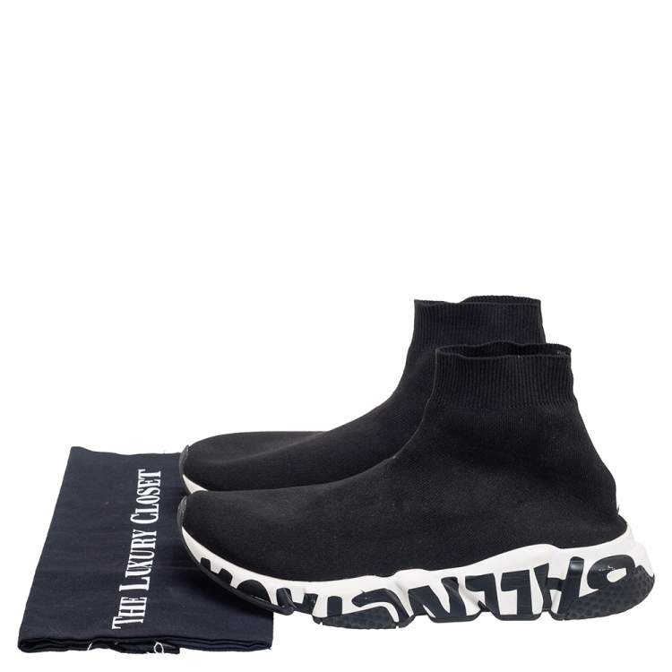 Pre Owned Balenciaga Black Knit Fabric Sock Sneakers Size 41