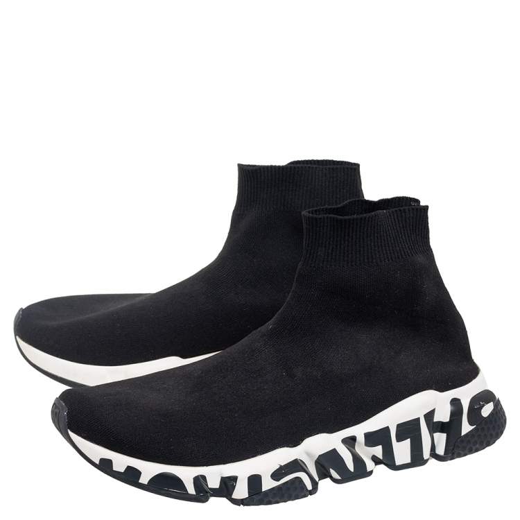 Pre Owned Balenciaga Black Knit Fabric Sock Sneakers Size 41
