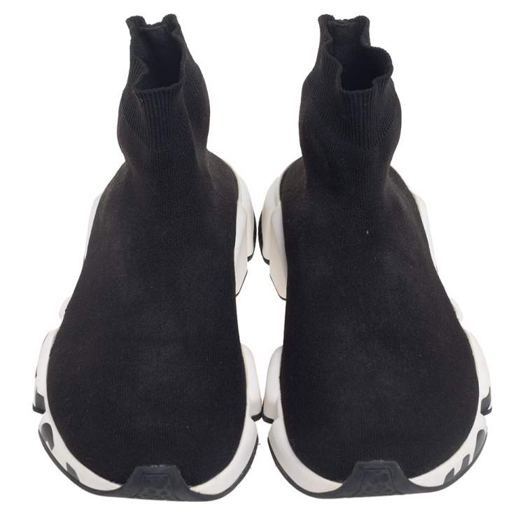 Pre Owned Balenciaga Black Knit Fabric Sock Sneakers Size 41