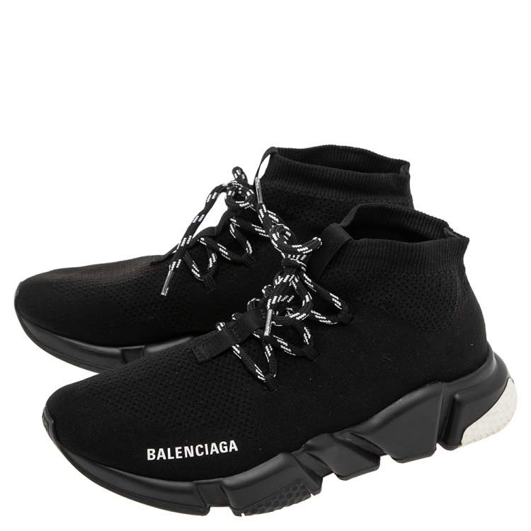 Pre Owned Balenciaga Black Knit Fabric Speed Trainer Sneakers Size 40