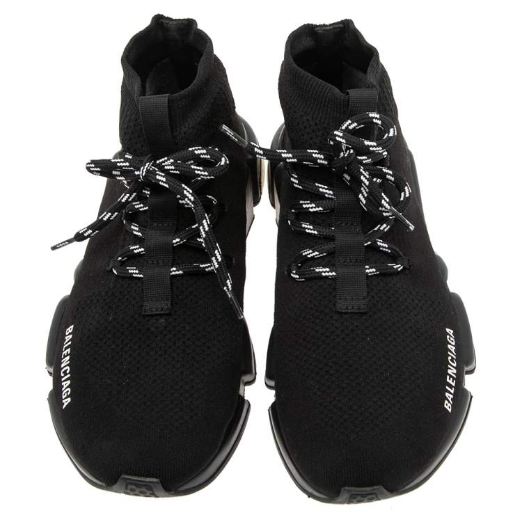 Pre Owned Balenciaga Black Knit Fabric Speed Trainer Sneakers Size 40