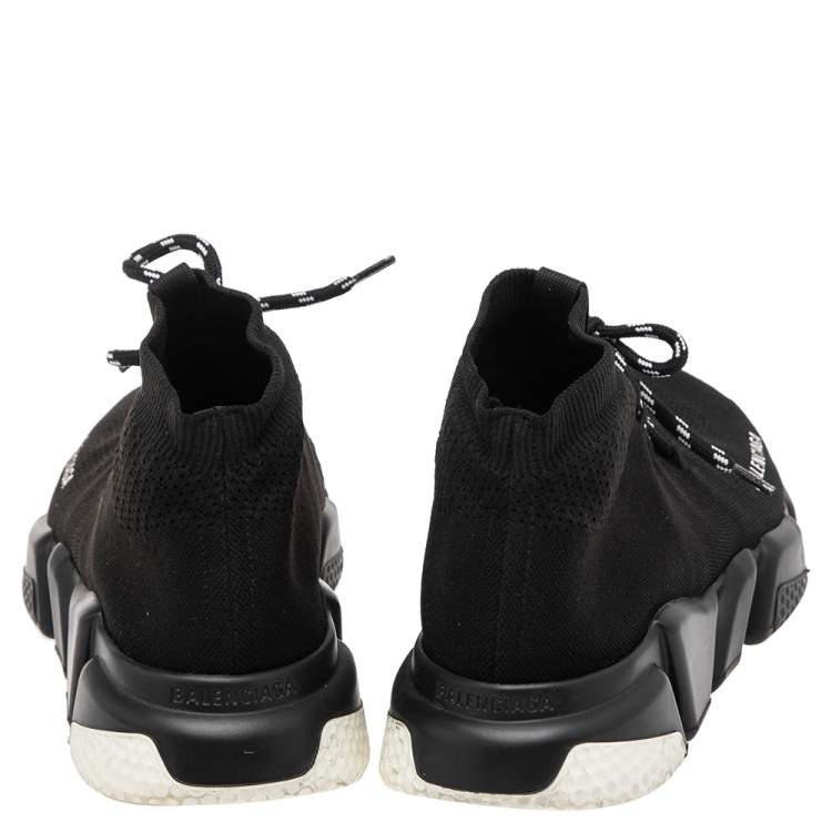 Pre Owned Balenciaga Black Knit Fabric Speed Trainer Sneakers Size 40
