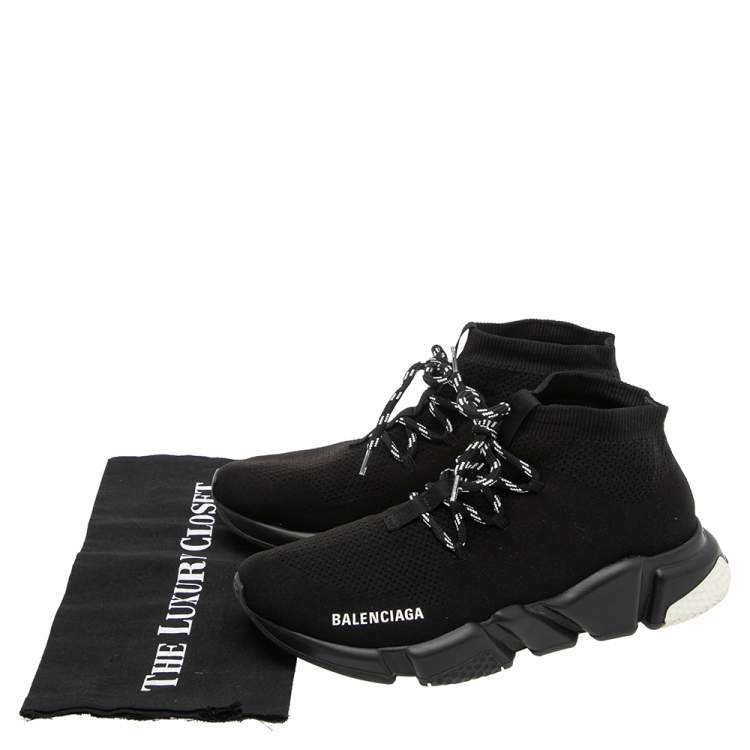 Pre Owned Balenciaga Black Knit Fabric Speed Trainer Sneakers Size 40