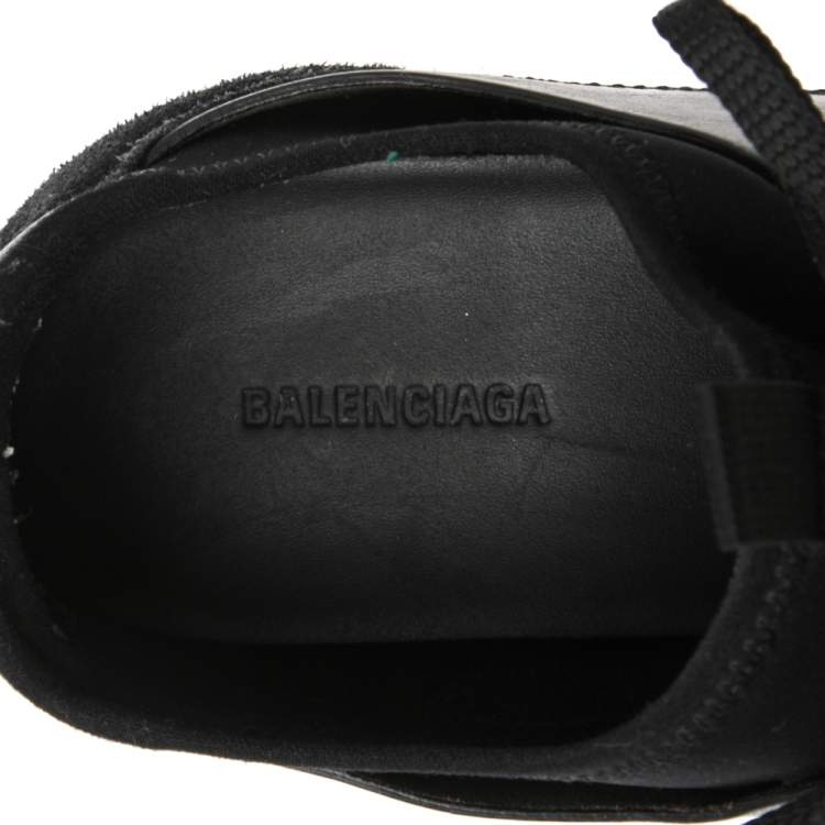 Pre Owned Balenciaga Black Neoprene And Leather Race Runner Sneakers Size 36