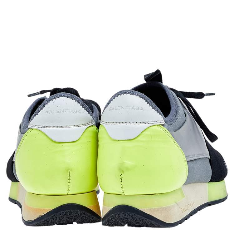 Pre Owned Balenciaga Multicolor Mesh And Leather Race Runner Sneakers Size 39