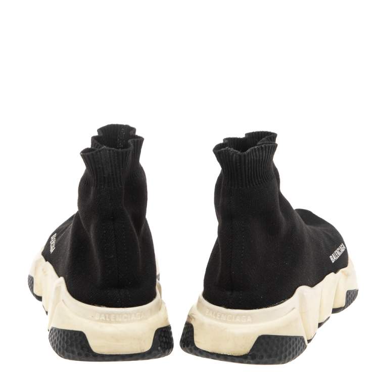 Pre Owned Balenciaga Black Knit Fabric Speed Trainer Sneakers Size 39