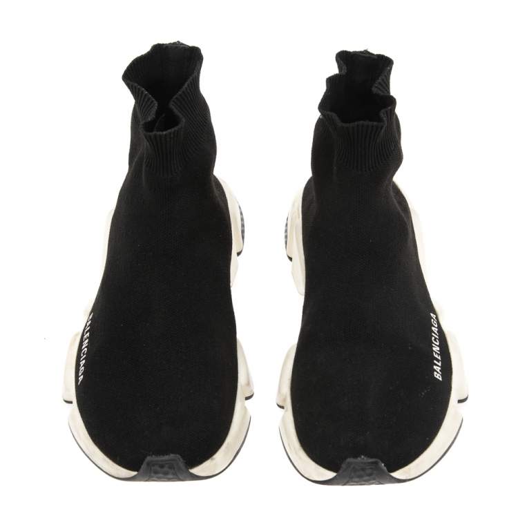 Pre Owned Balenciaga Black Knit Fabric Speed Trainer Sneakers Size 39