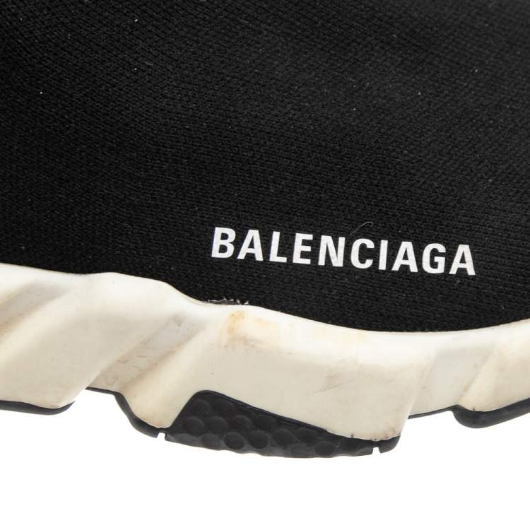 Pre Owned Balenciaga Black Knit Fabric Speed Trainer Sneakers Size 39