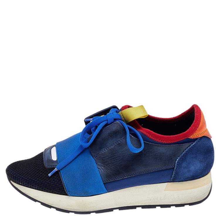 Balenciaga Multicolor Mesh And Leather Race Runner Low Top