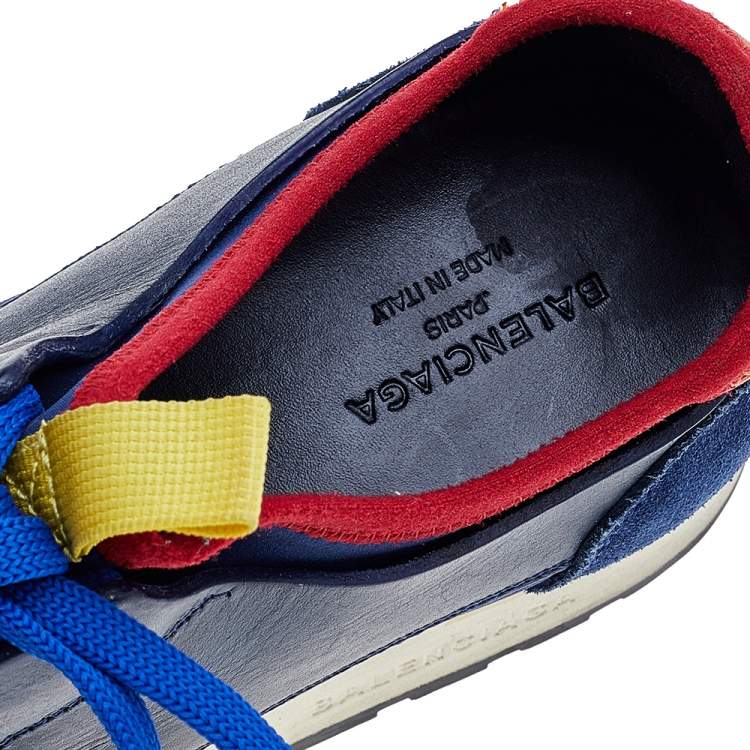 Pre Owned Balenciaga Multicolor Mesh And Leather Race Runner Low Top Sneakers Size 35