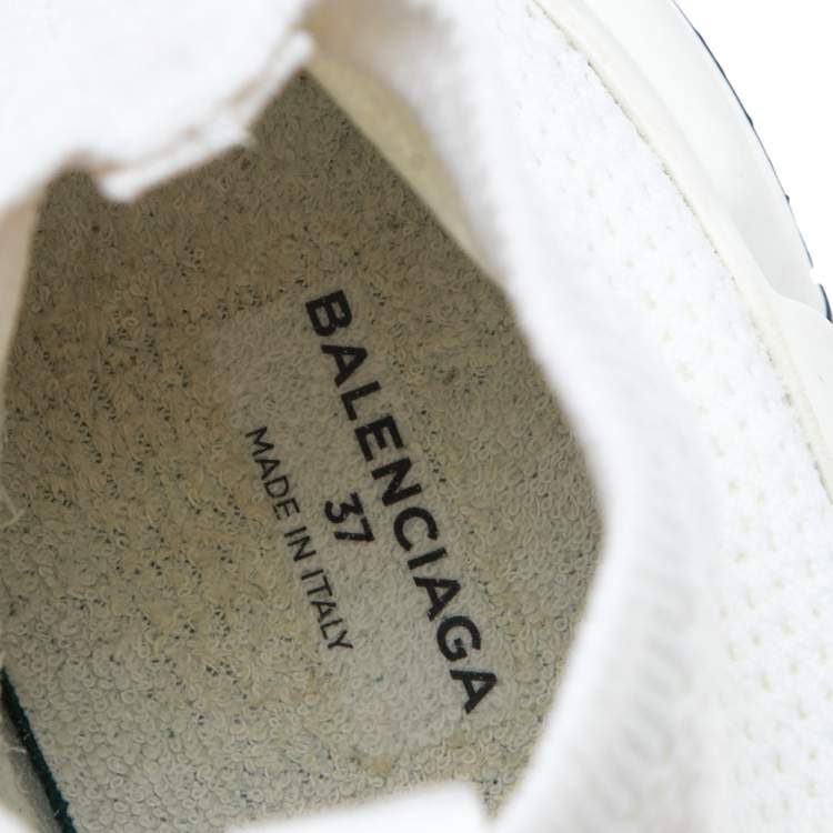 Pre Owned Balenciaga Cream Knit Fabric Speed Trainer Low Top Sneakers Size 37
