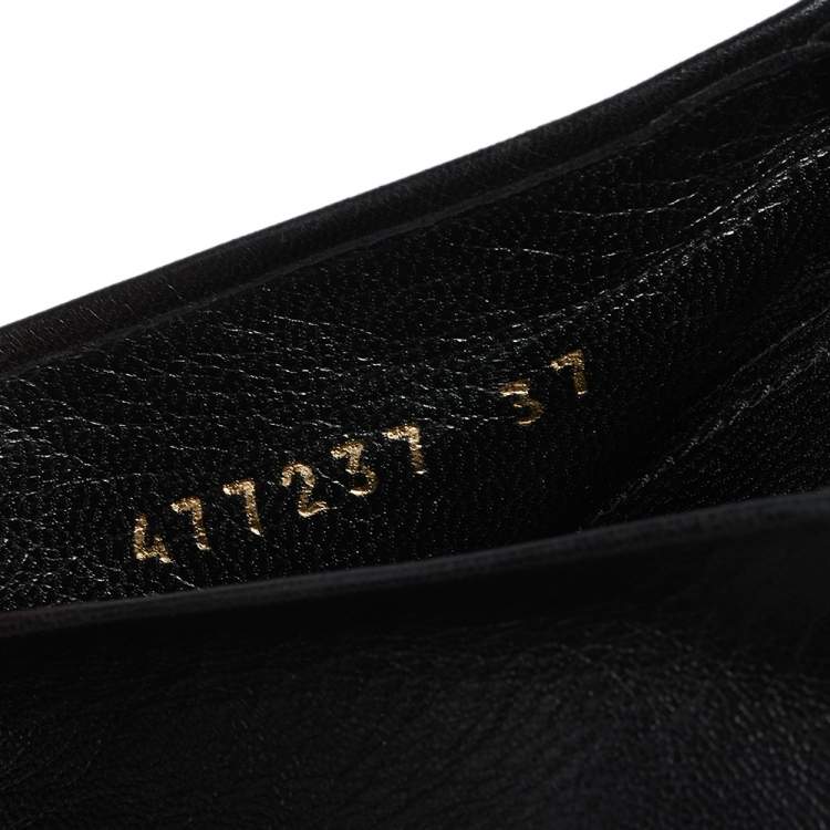 Pre Owned Balenciaga Black Leather Quadro Square Toe Foldable Heel Mules Size 37
