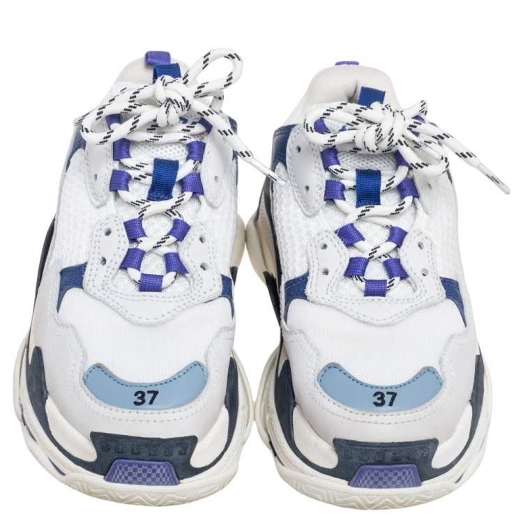 Pre Owned Balenciaga Multicolor Mesh and Leather Triple S Sneakers Size 37
