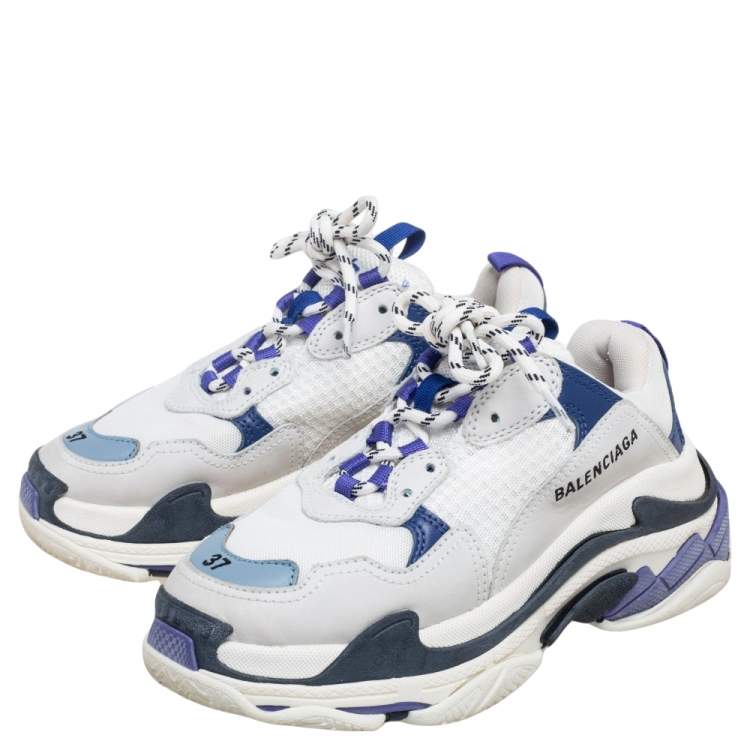 Pre Owned Balenciaga Multicolor Mesh and Leather Triple S Sneakers Size 37