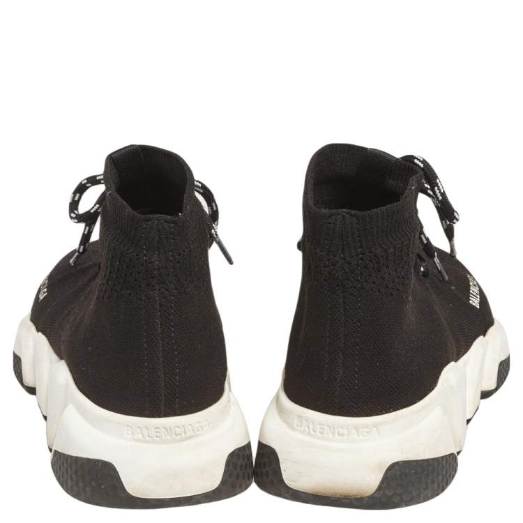 Pre Owned Balenciaga Black Knit Fabric Speed Trainer Sneakers Size 38