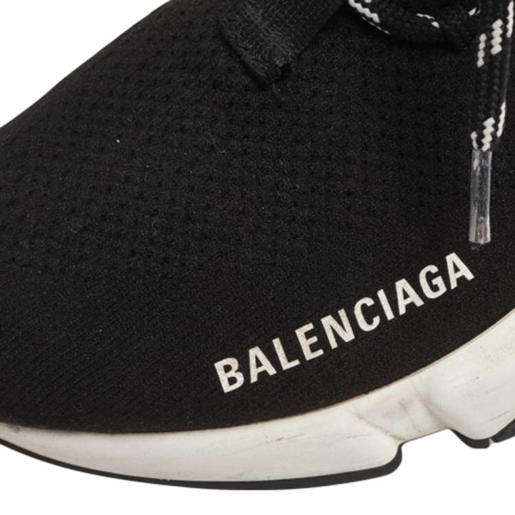Pre Owned Balenciaga Black Knit Fabric Speed Trainer Sneakers Size 38